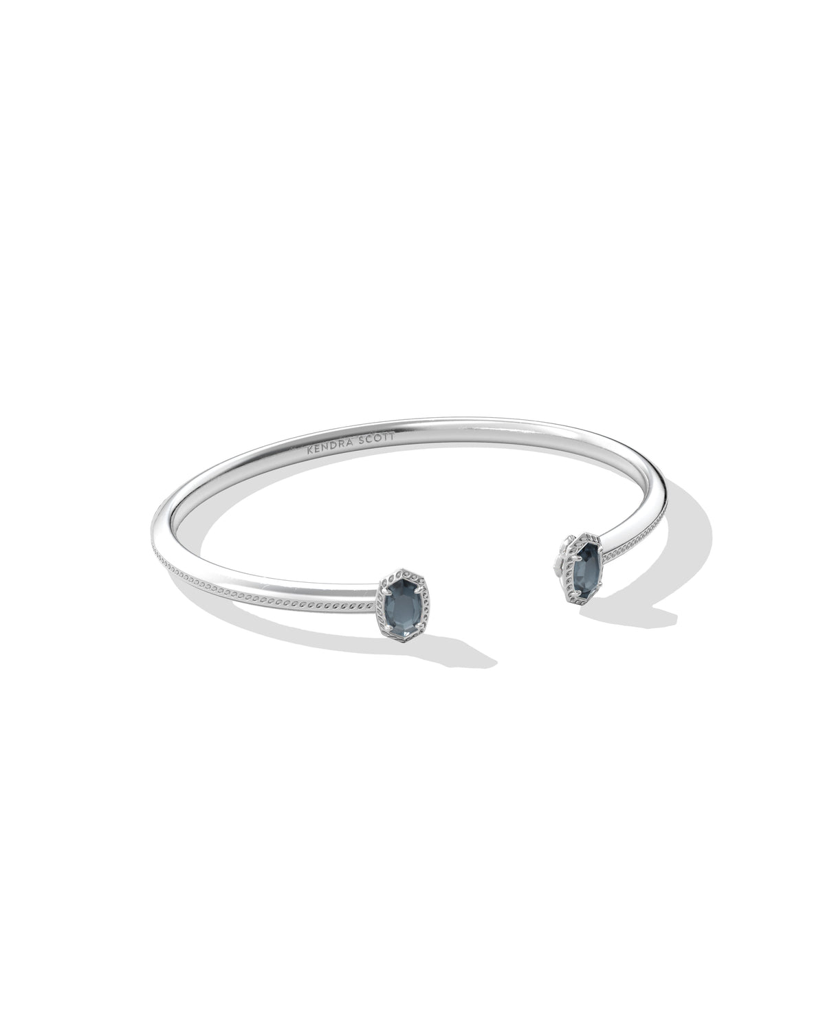 Mini Elton Luxe Silver Cuff Bracelet in Steel Blue Crystal