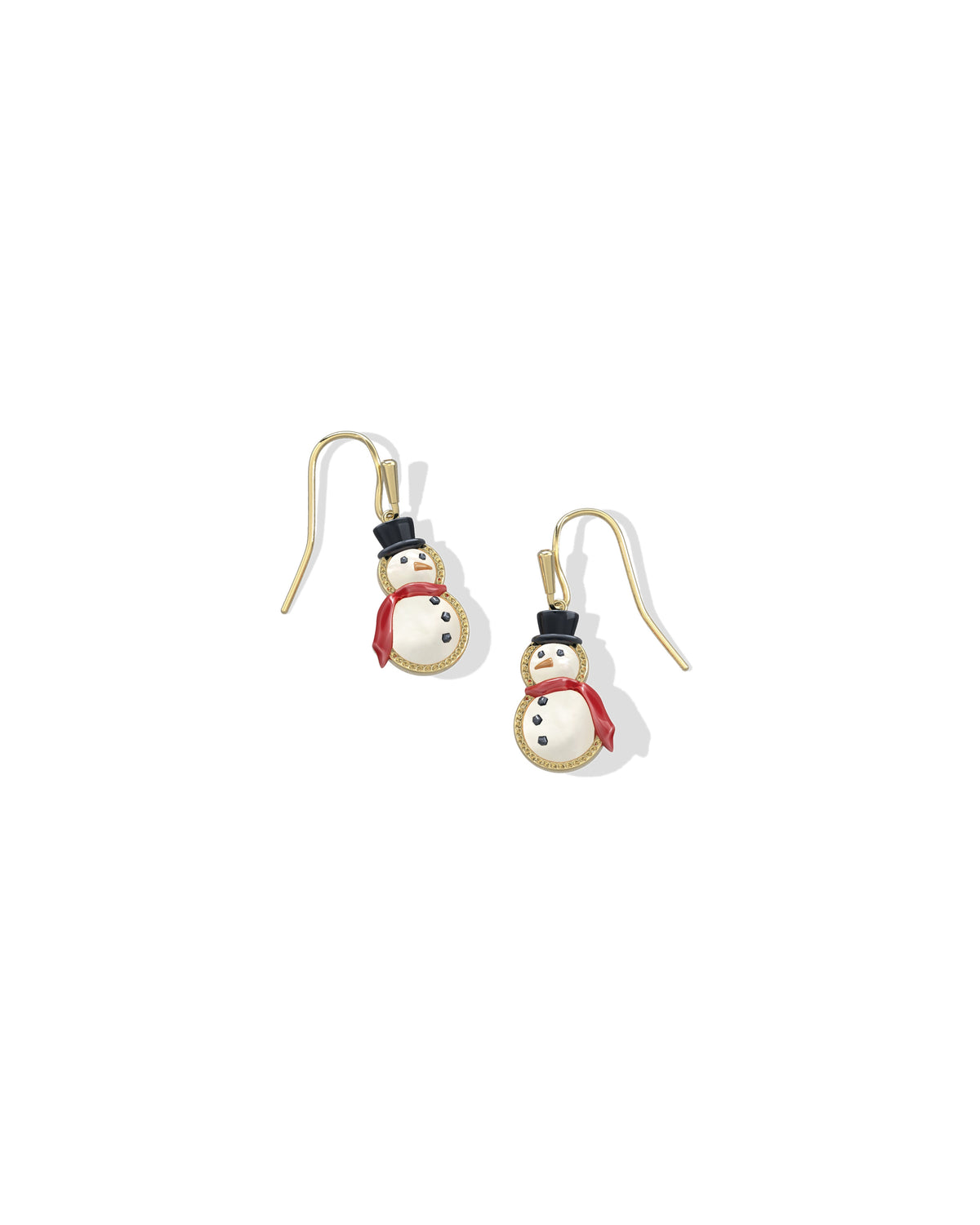 Snowman Gold Drop Earrings in Ivory Mother of Pearl