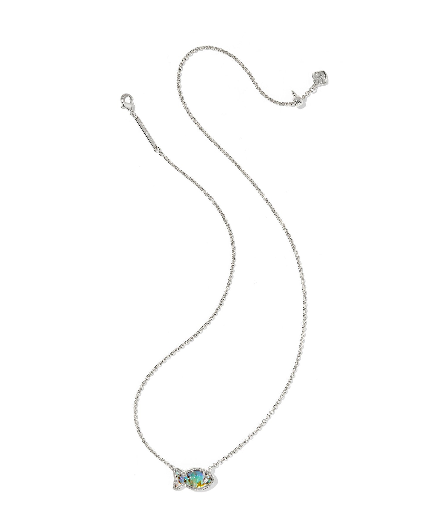 Parker Fish Silver Short Pendant Necklace in Abalone Shell