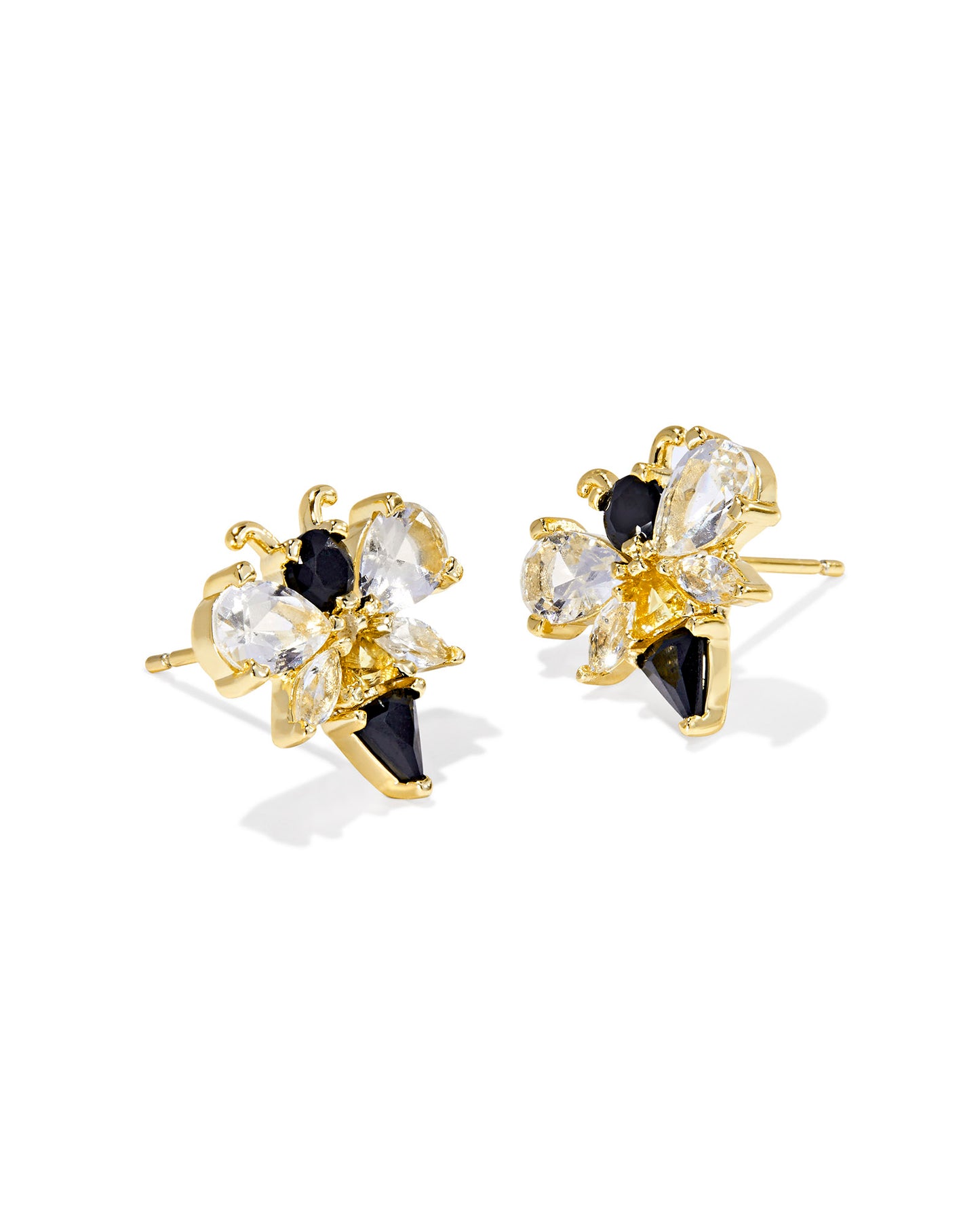 Bee Gold Stud Earrings in Black Yellow Mix