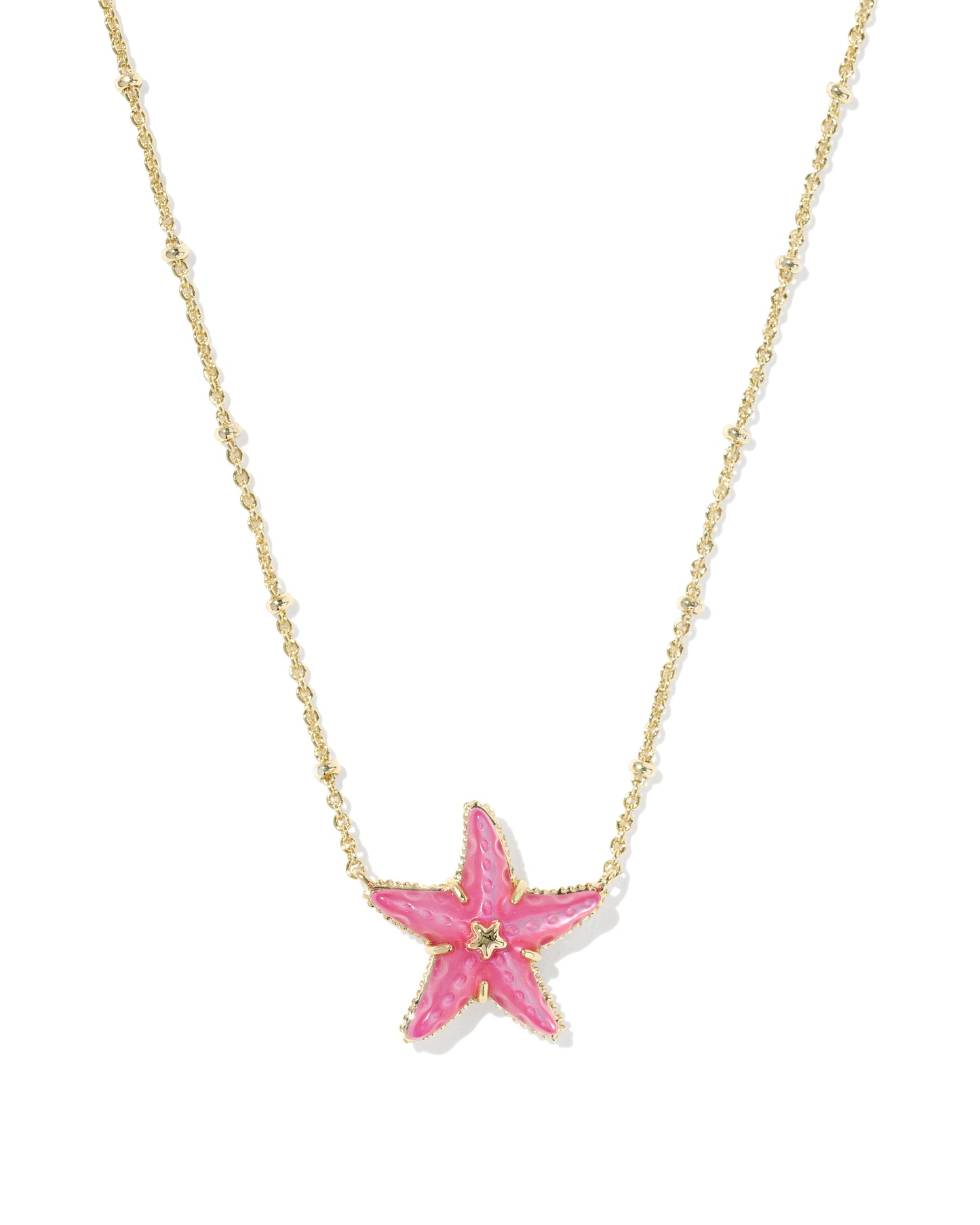 Parker Starfish Gold Short Pendant Necklace in Bright Pink Mother of Pearl