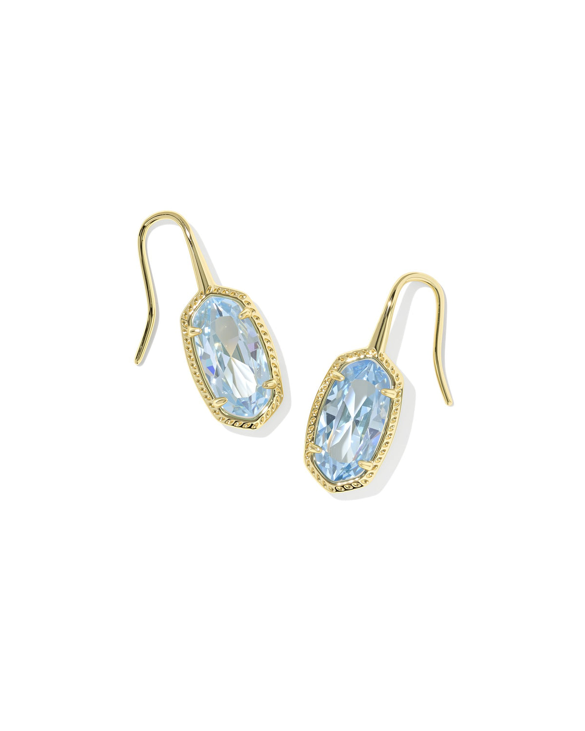 Lee Luxe Gold Drop Earrings in Light Blue CZ