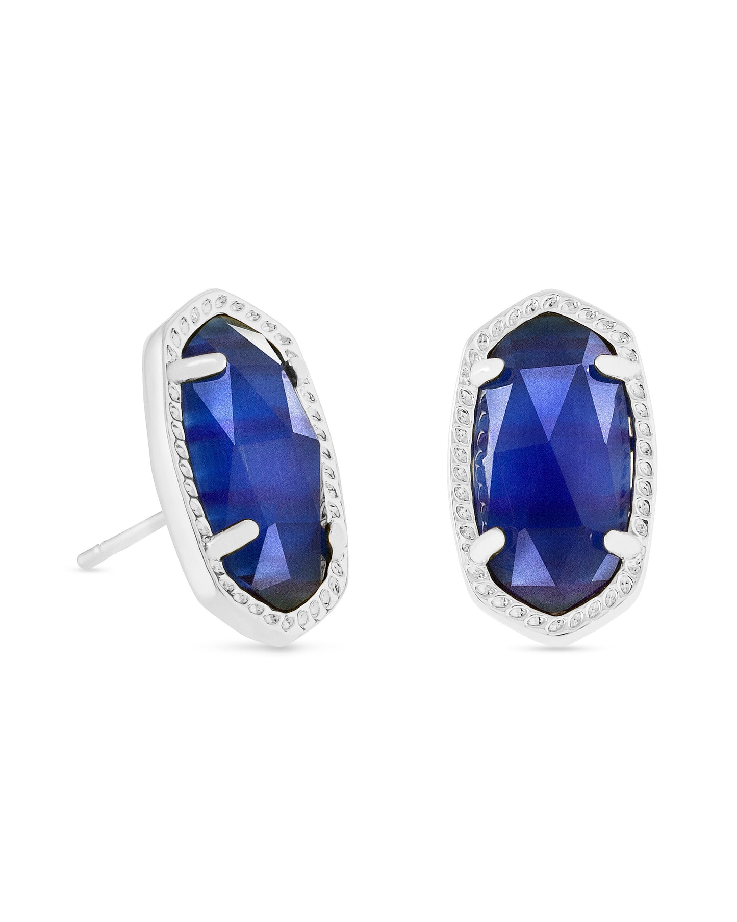 Ellie Silver Stud Earrings in Cobalt Cats Eye
