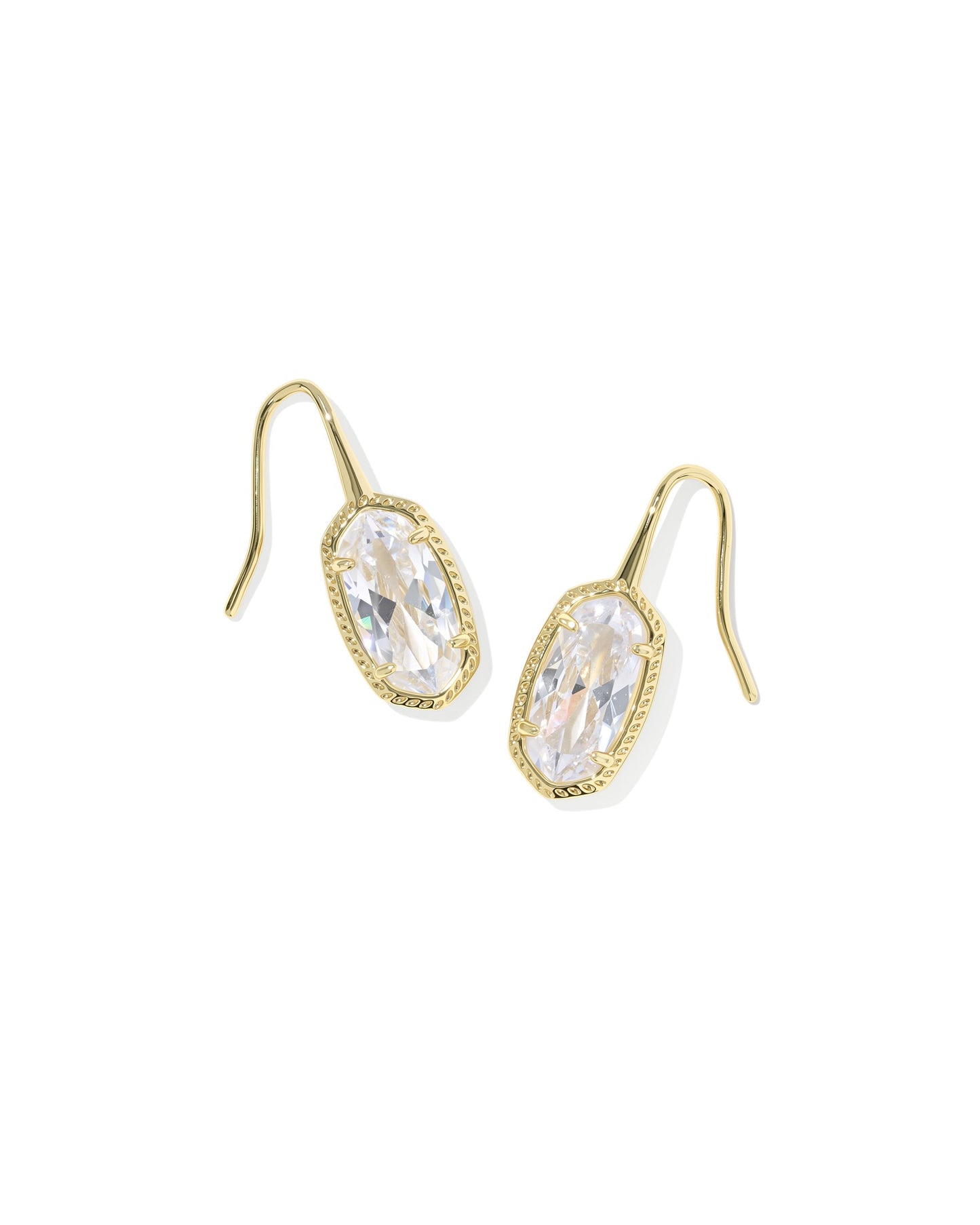 Lee Luxe Gold Drop Earrings in White CZ
