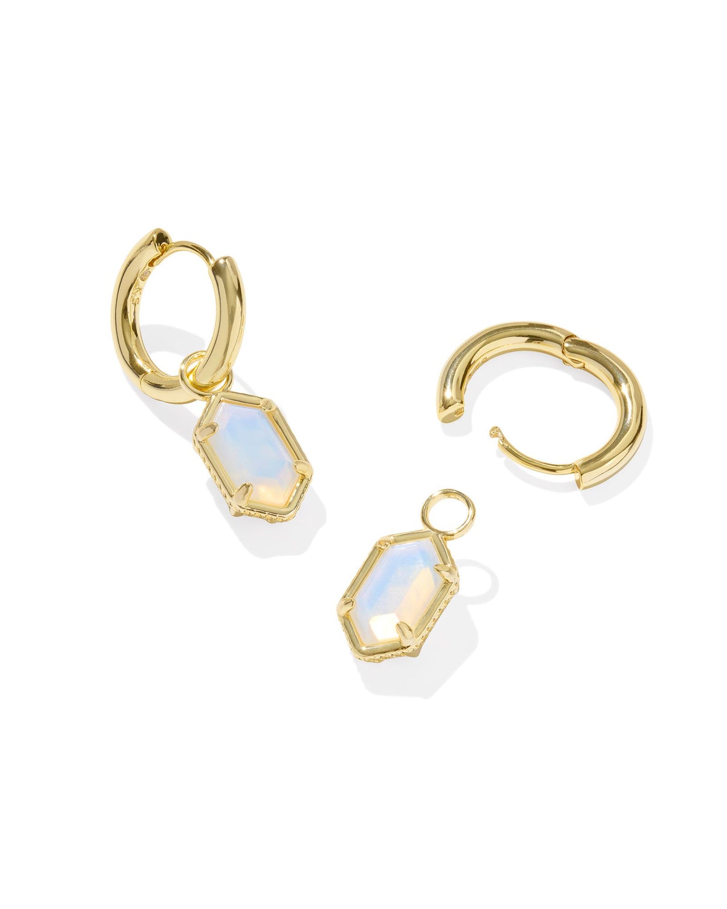 Hallie Gold Huggie Earrings in Opalite Illusion