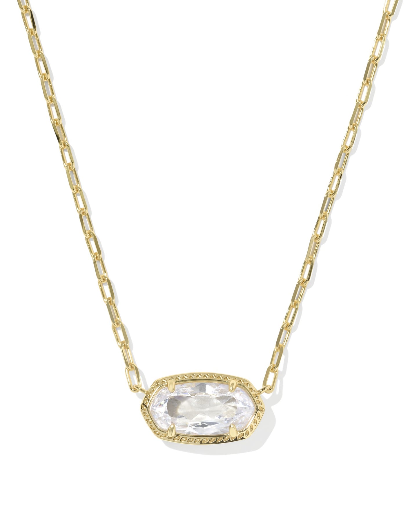 Elisa Luxe Gold Short Pendant Necklace in White CZ