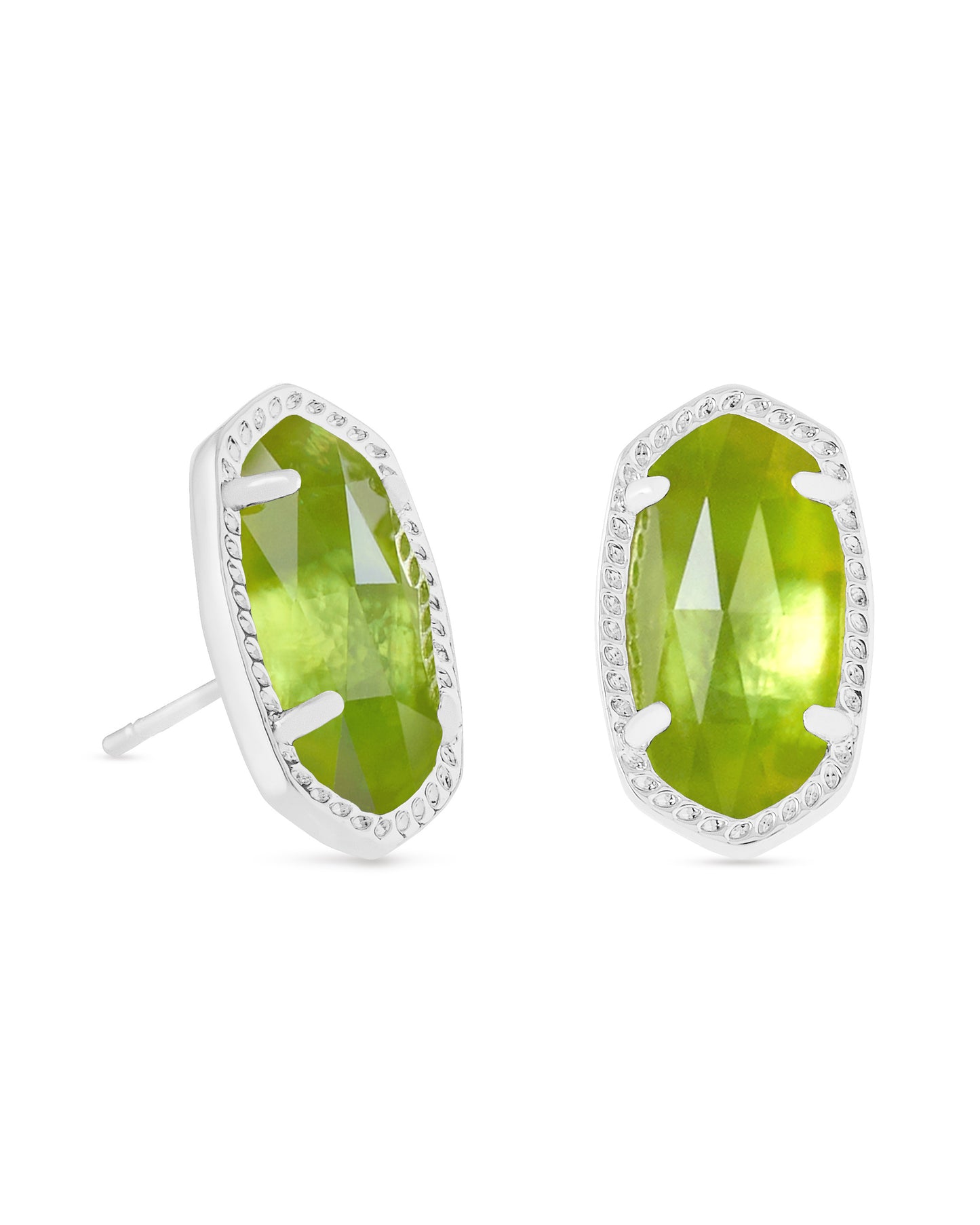 Ellie Silver Stud Earrings in Peridot Illusion