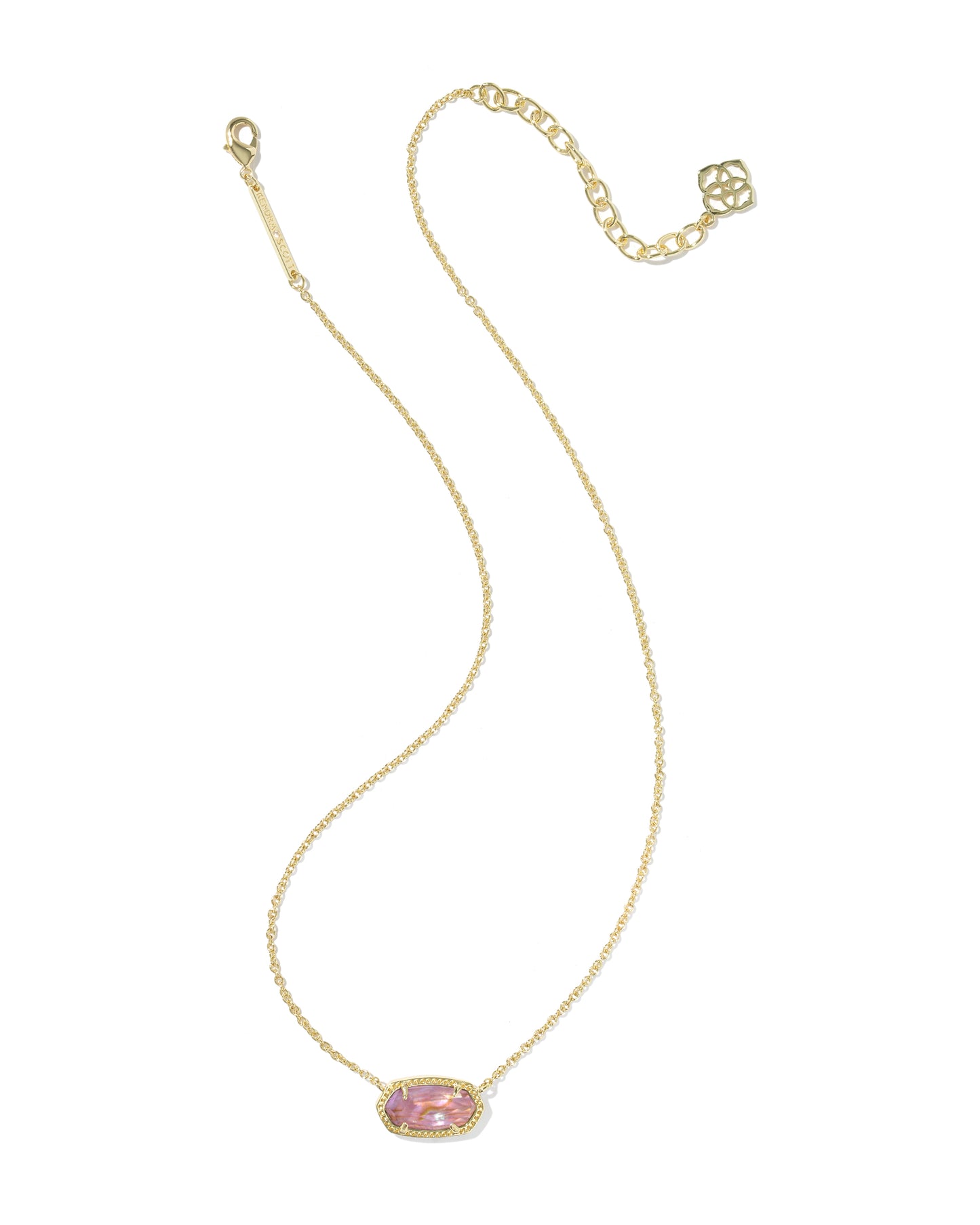 Elisa Gold Pendant Necklace in Light Mauve Illusion