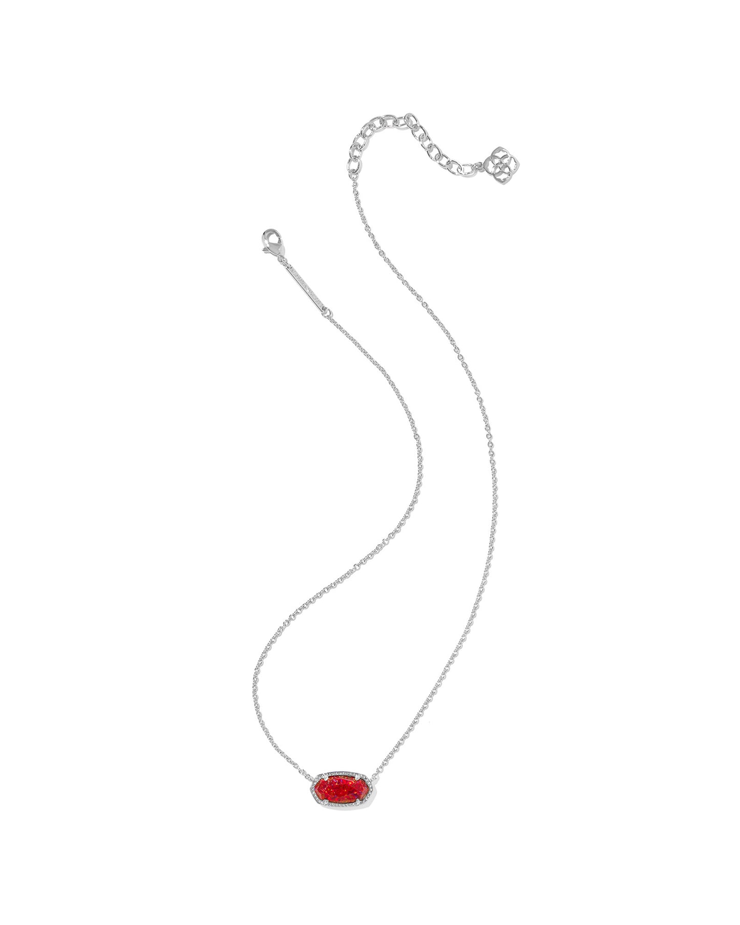 Elisa Silver Pendant Necklace Red Kyocera Opal