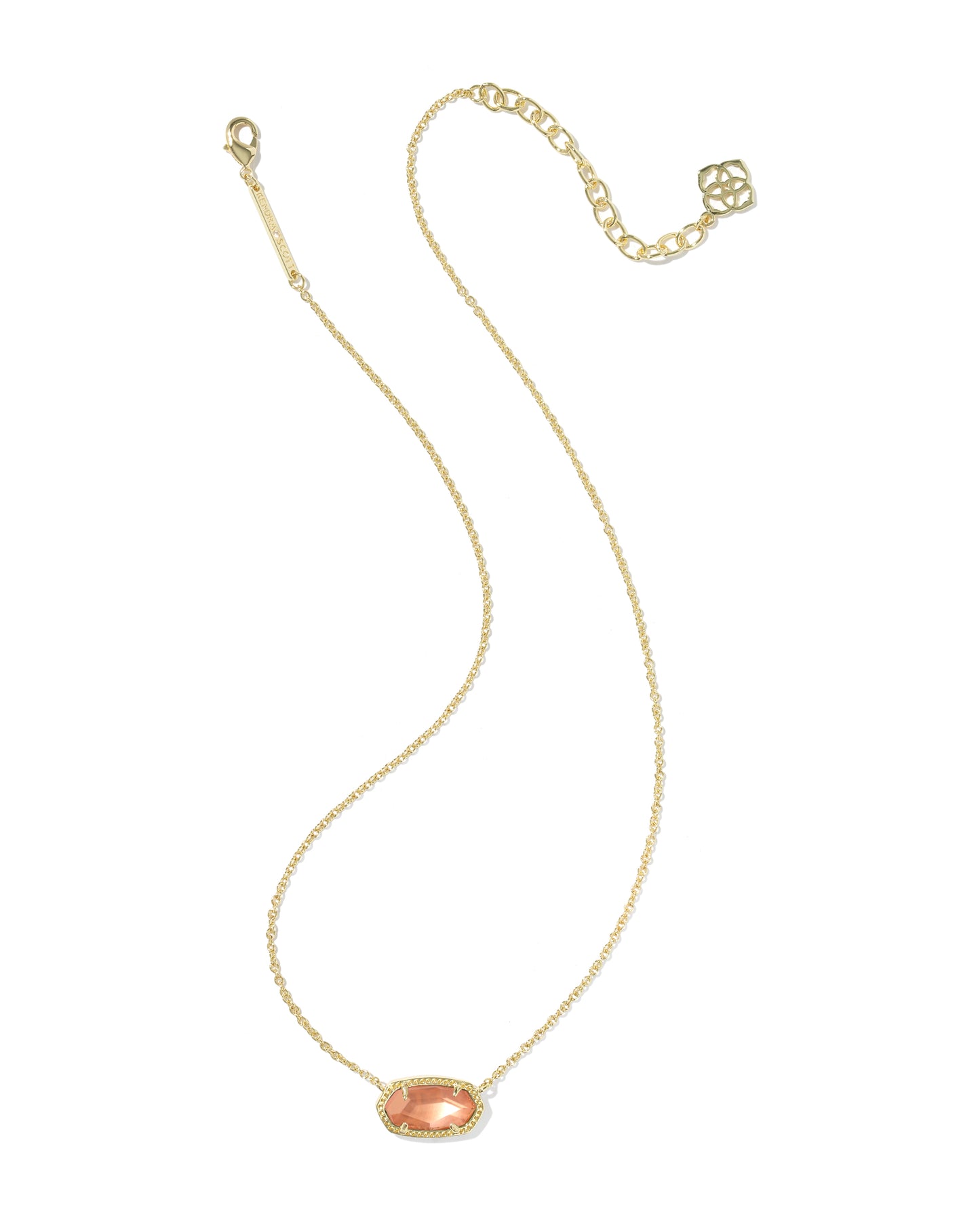 Elisa Gold Pendant Necklace in Burnt Orange Mother of Pearl
