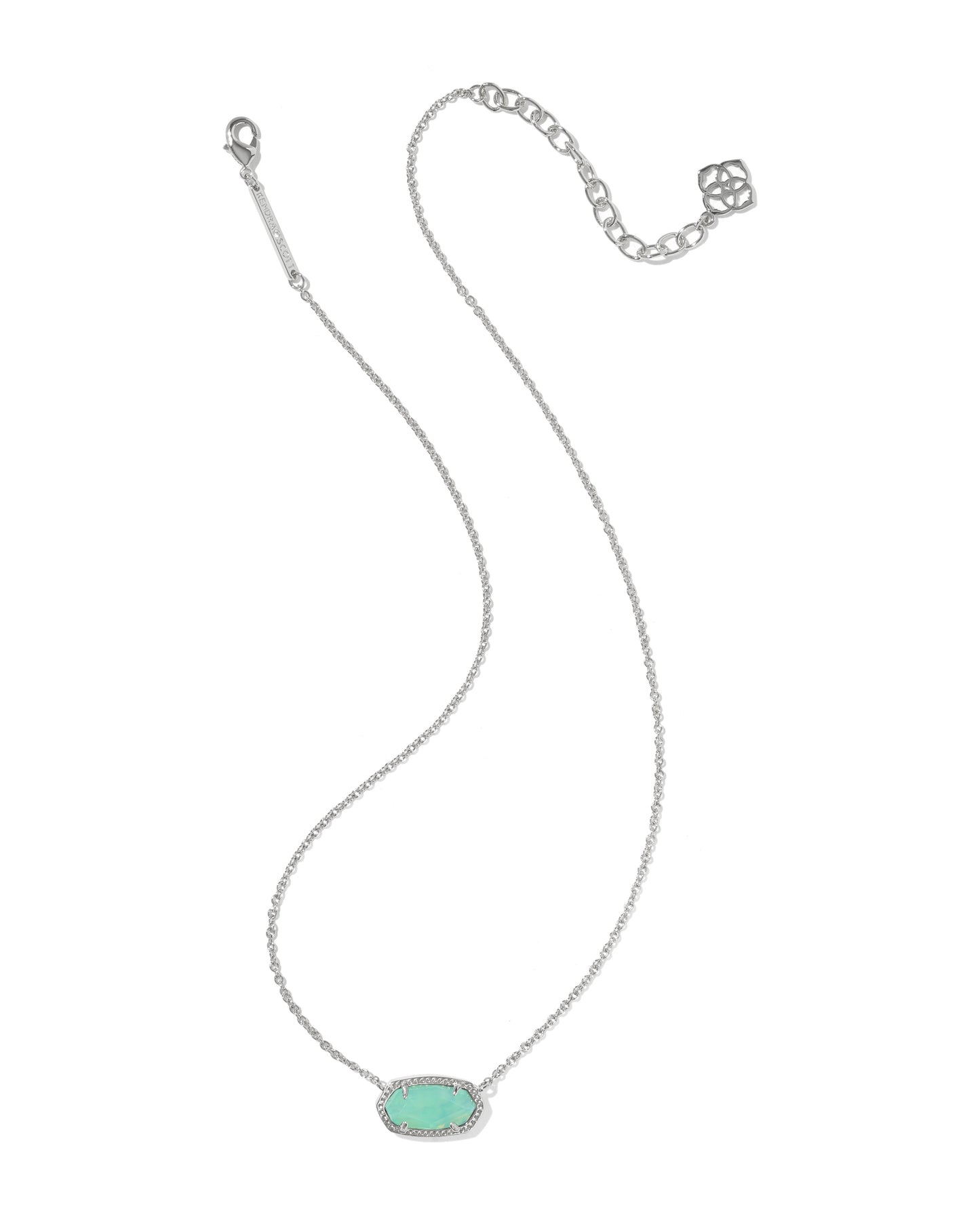 Elisa Silver Pendant Necklace in Mint Iridescent Abalone