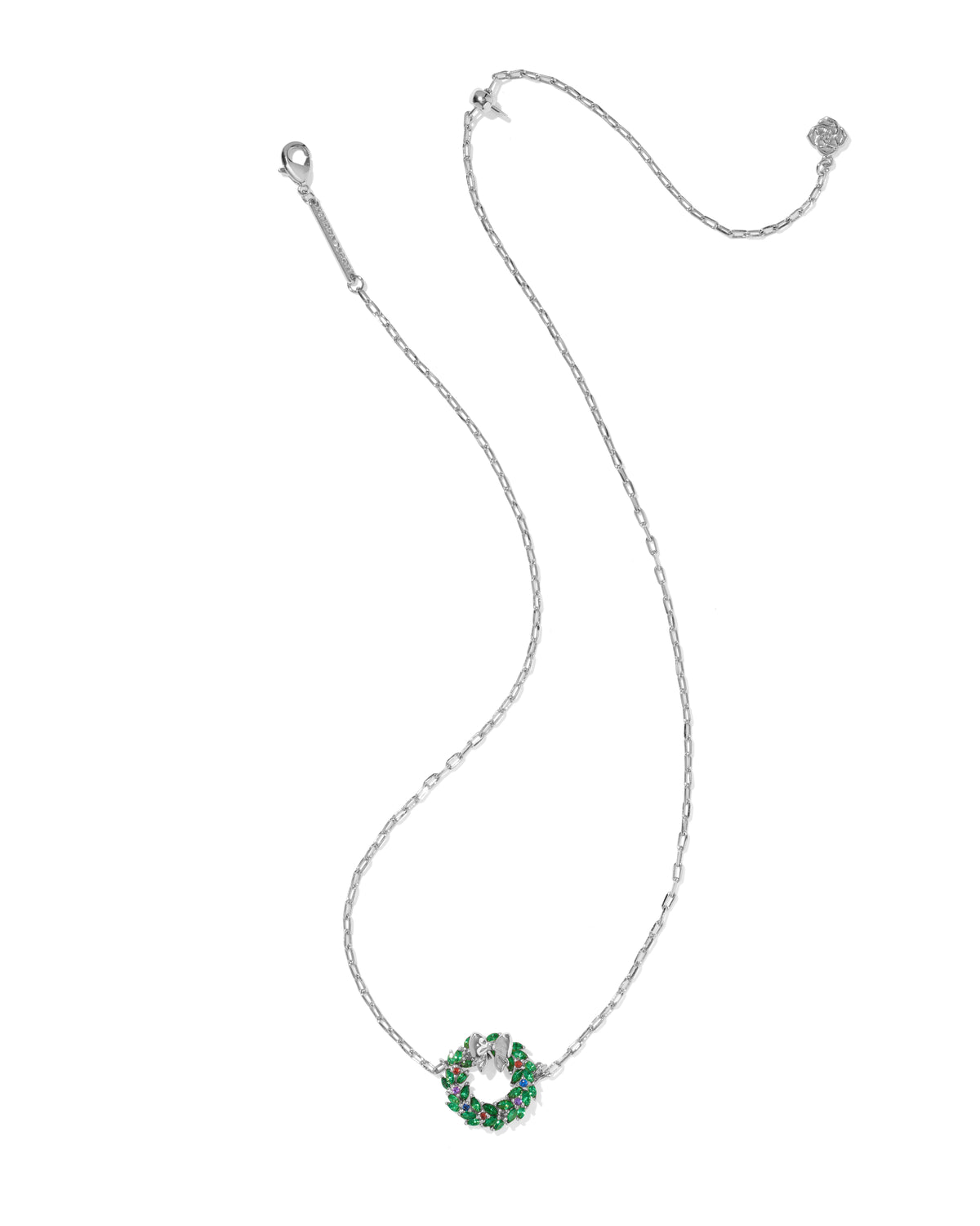 Wreath Silver Short Pendant Necklace in Multi Mix