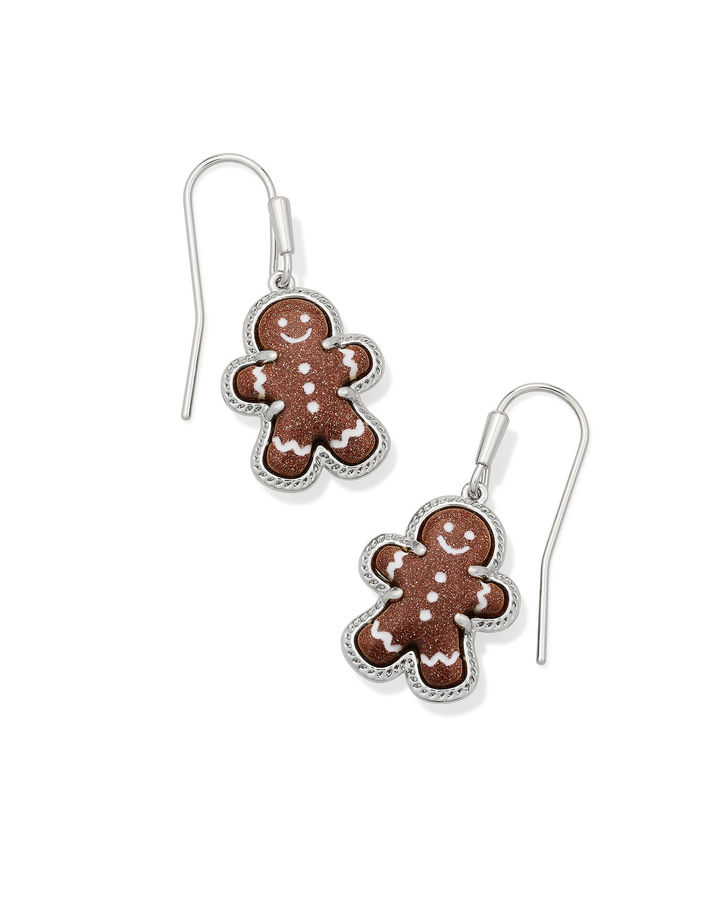 Gingerbread Silver Drop Earrings in Brown Goldstone