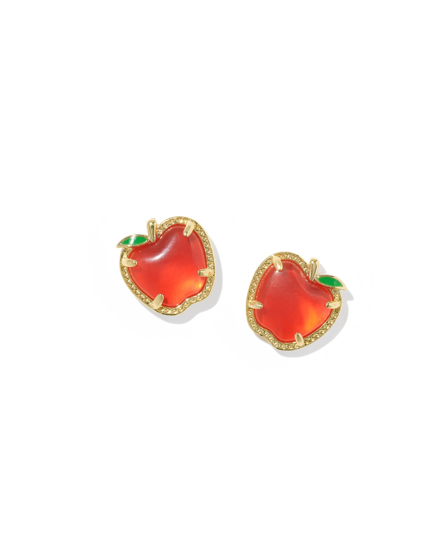 Apple Gold Stud Earrings in Red Illusion
