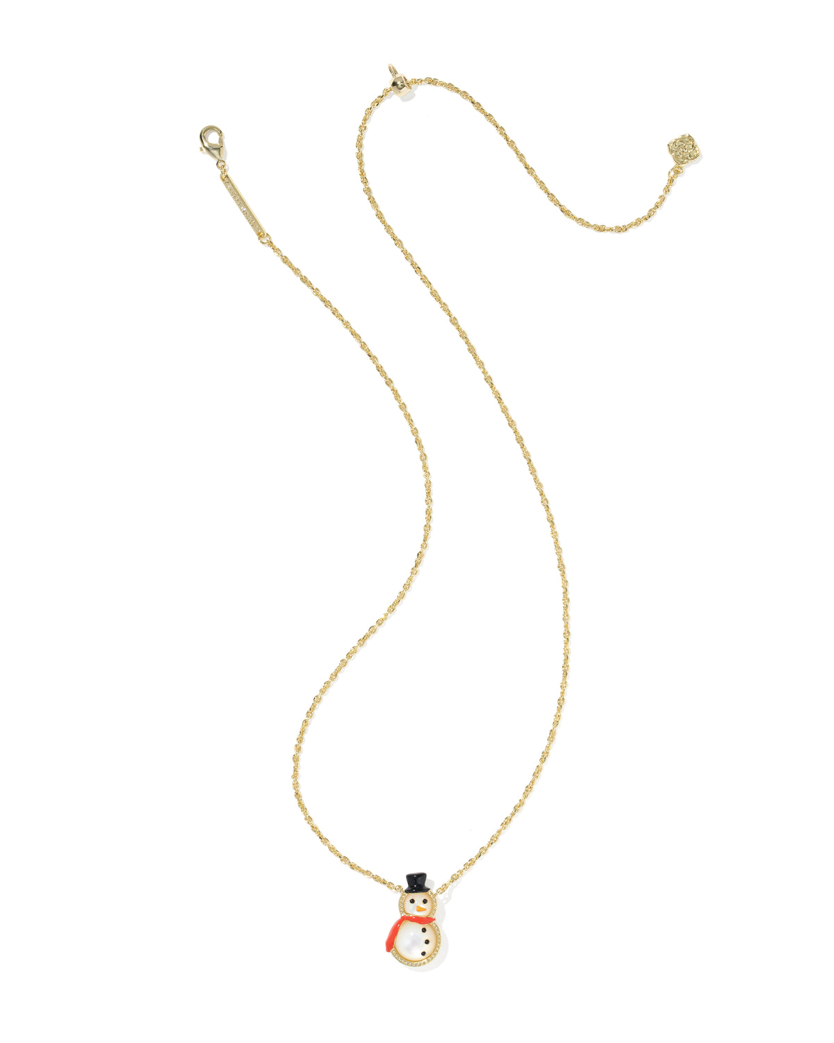 Snowman Gold Short Pendant Necklace in Ivory Mother of Pearl
