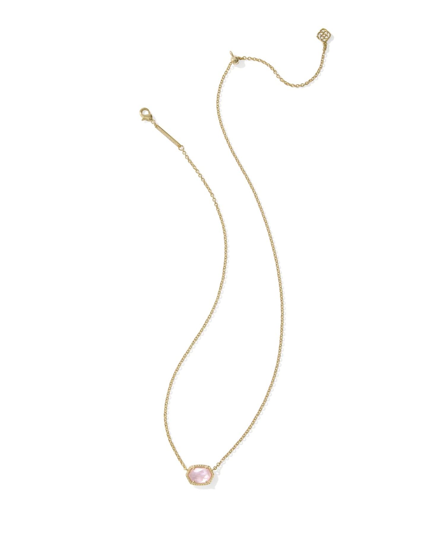 Daphne Gold Frame Short Pendant Necklace in Light Pink Mother of Pearl