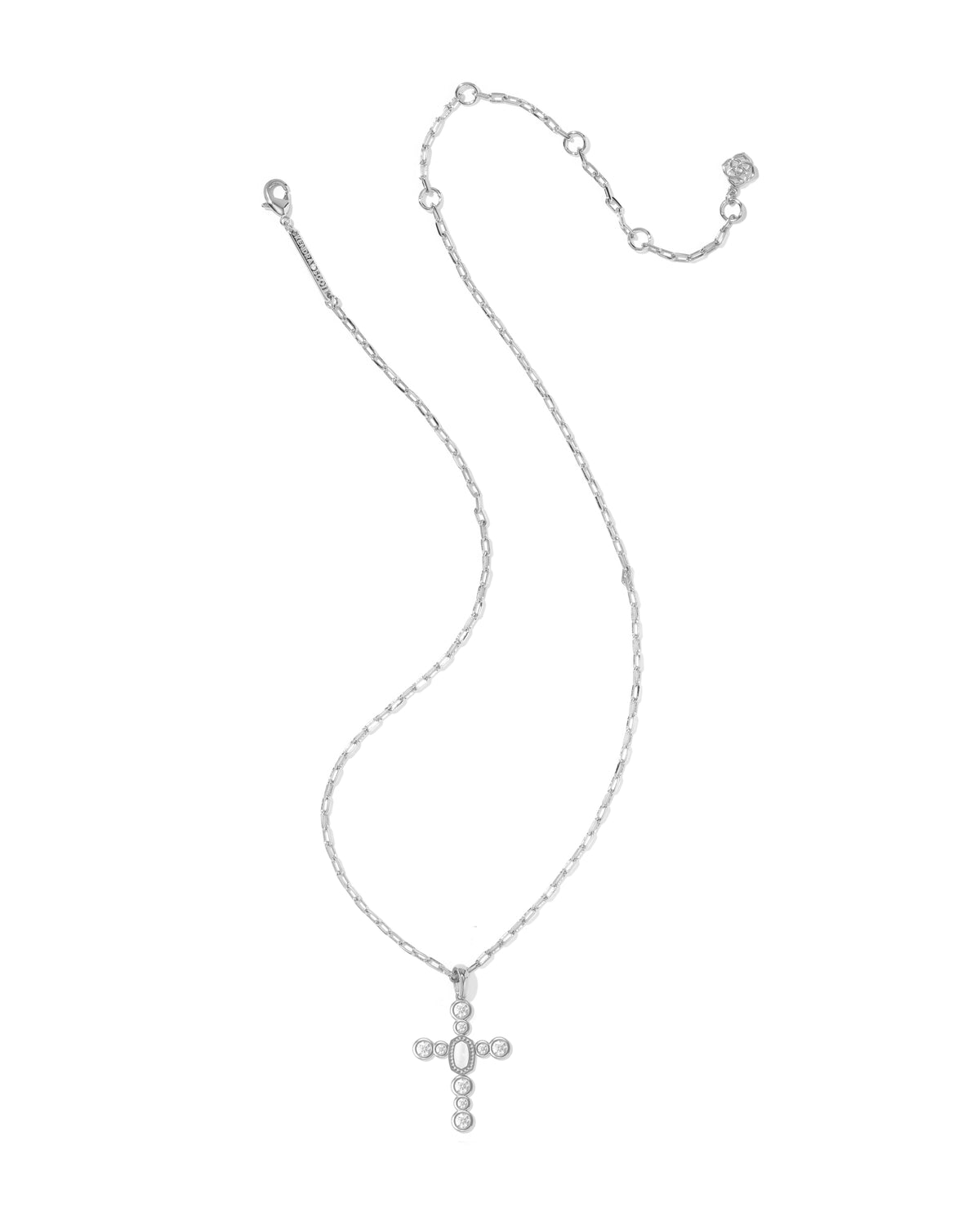 Cross Tennis Silver Short Pendant Necklace in White Mix
