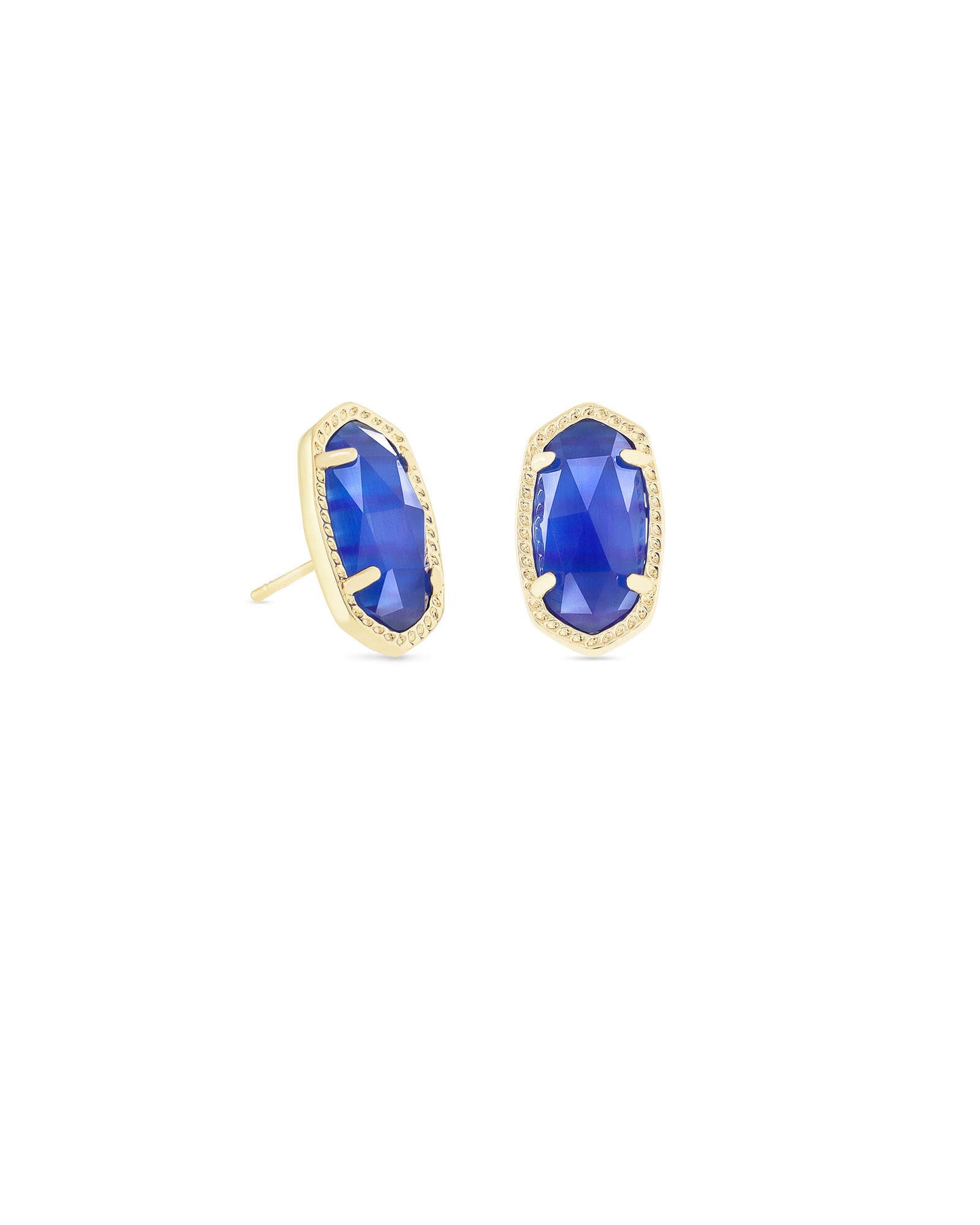 Ellie Gold Cobalt Cats Eye Stud Earrings