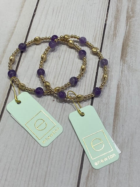Honesty Gold - Sincerity Pattern - 6mm Bead Bracelet - Dogtooth Amethyst