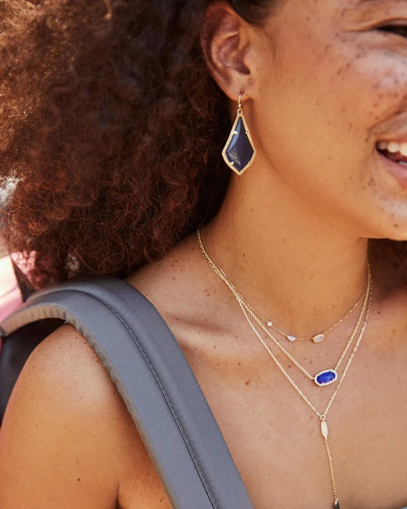 Alex Gold Drop Earrings in Black Opaque Glass