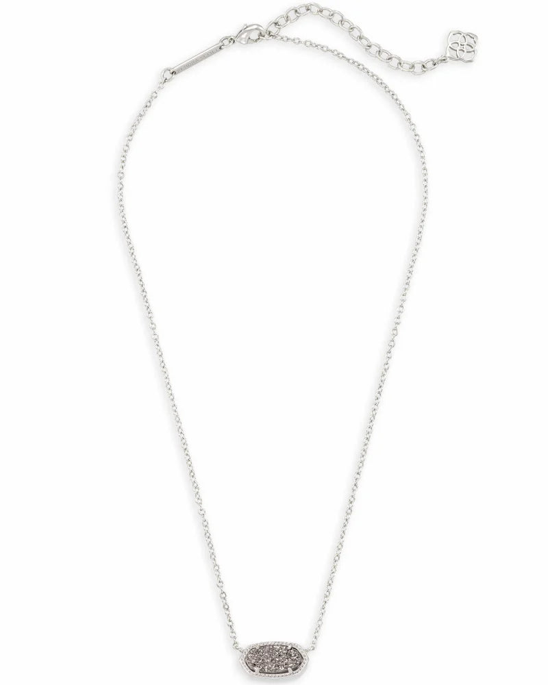 Elisa Silver Pendant Necklace in Platinum Drusy
