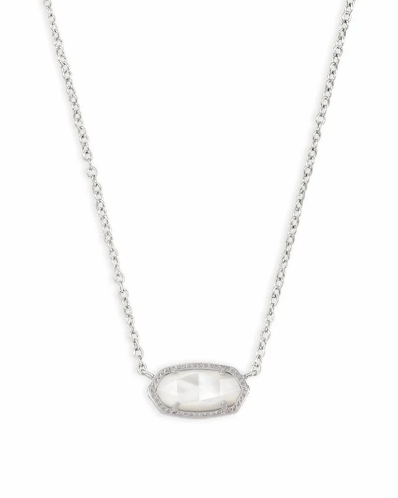 Elisa Silver Pendant Necklace In Ivory Mother-Of-Pearl