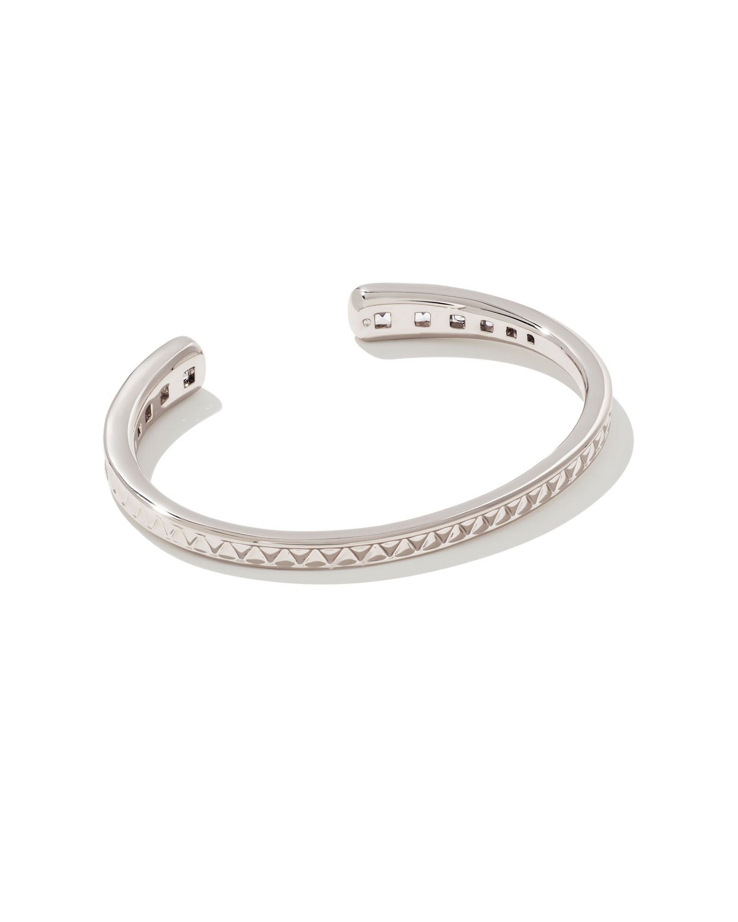 Parker Silver Cuff Bracelet in White Crystal