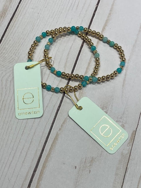 Essence Pattern - Gold 4mm Bead Bracelet - Amazonite