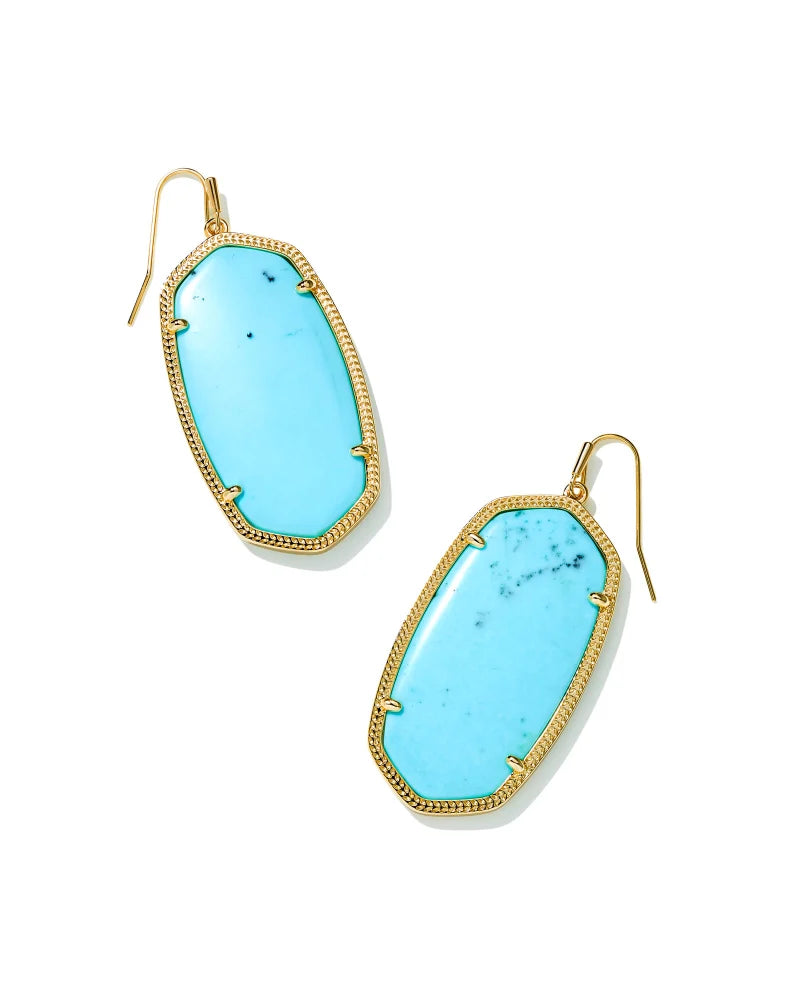 Danielle Gold Statement Earrings in Light Blue Magnesite