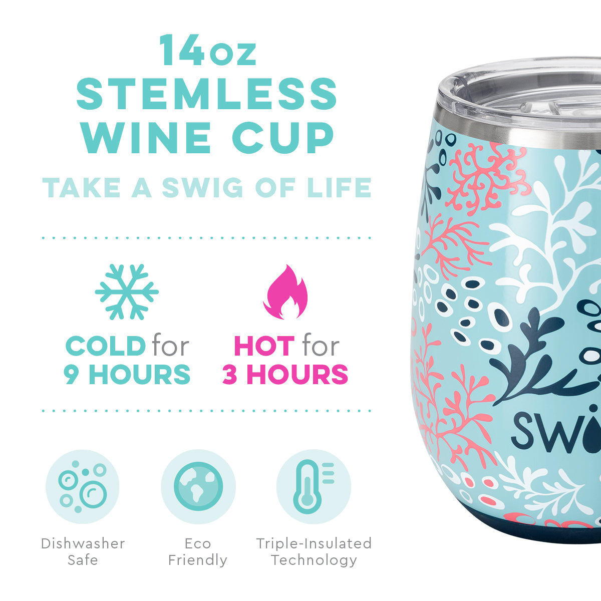 Coral Me Crazy Stemless Wine Glass (14oz)