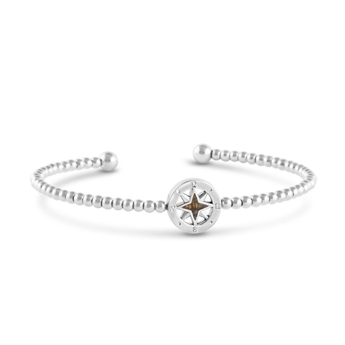 Beaded Cuff Bracelet - Compass - Silver