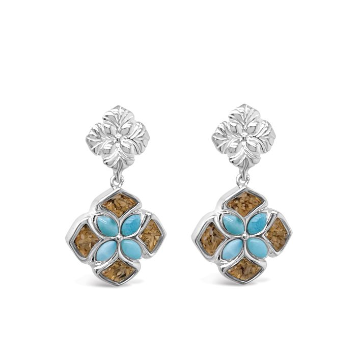 Boho Bloom Earrings - Larimar and Sand