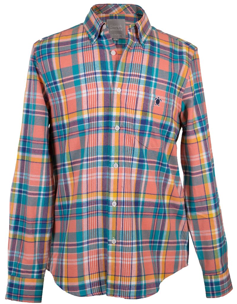 Simply Southern Button Down Plaid Shirt - Parker
