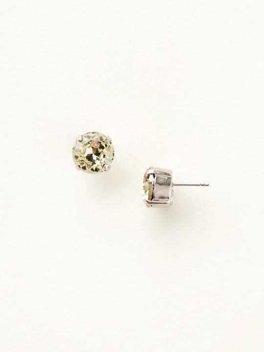 Jonquil Round Crystal Stud Earrings Antique Silver