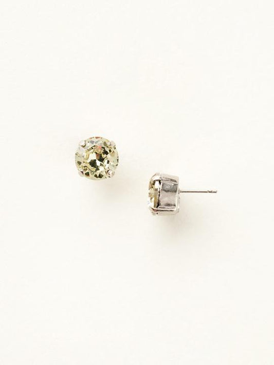 Jonquil Round Crystal Stud Earrings Antique Silver
