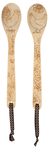 Hen and Rooster Wooden Spoons