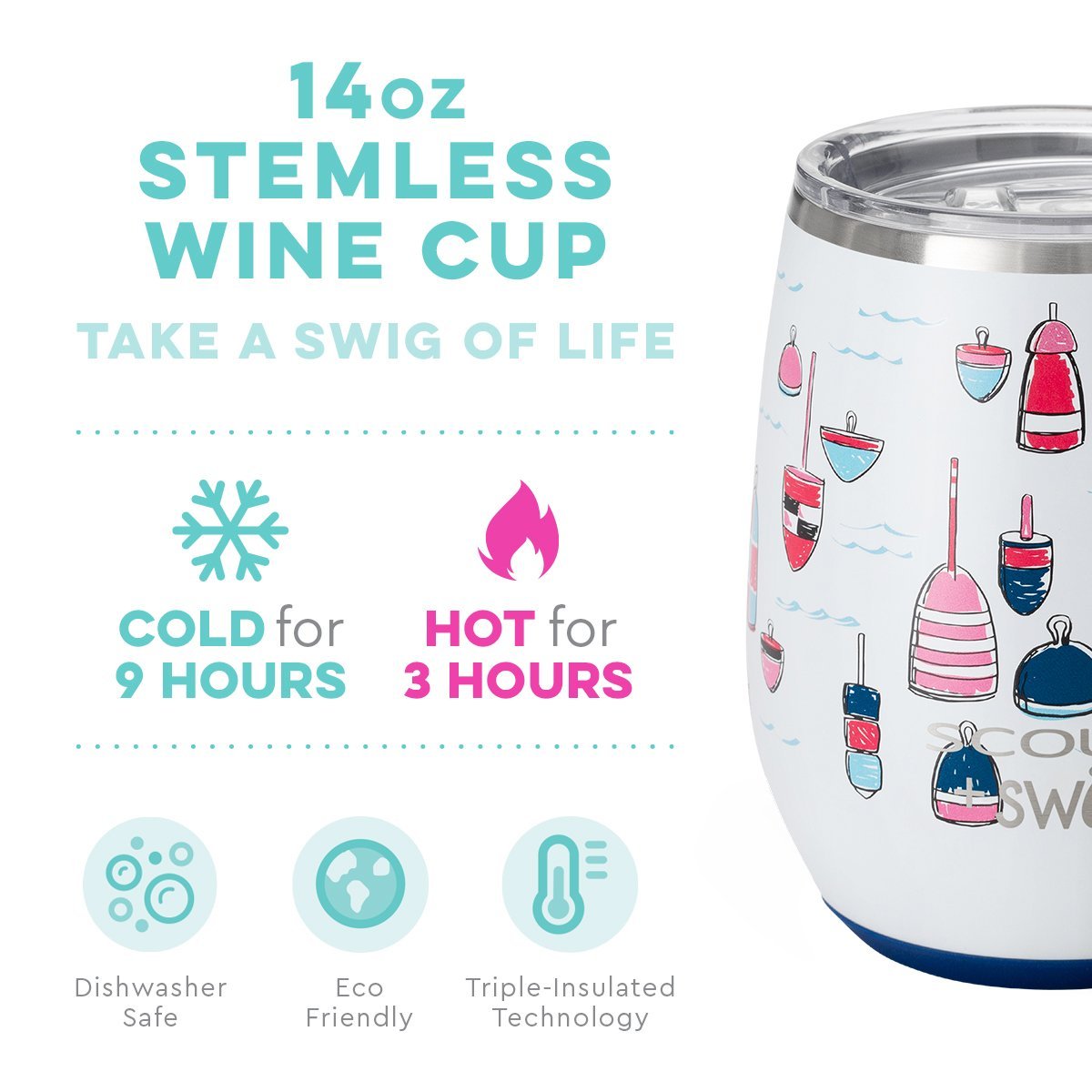 Swig + Scout - Bouy Oh Bouy Stemless Wine Glass (14oz)