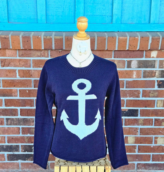 Navy Anchor Sweater
