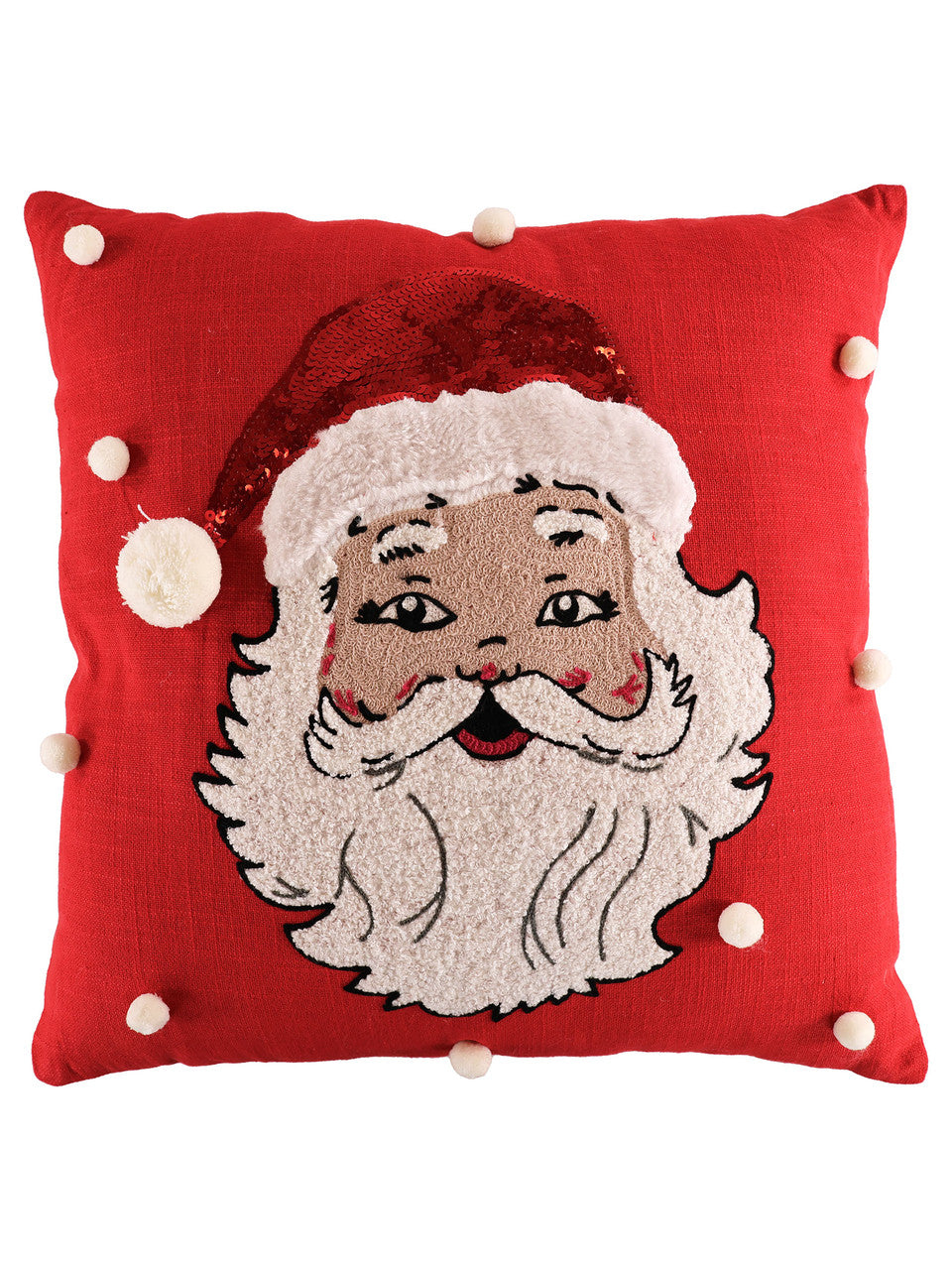 Santa Embroidered and Sequin Pillow