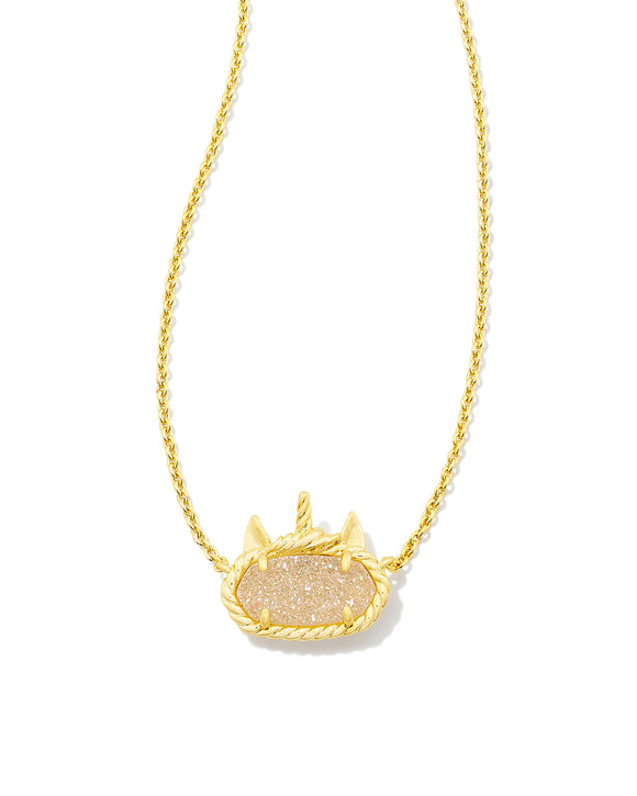 Elisa Gold Unicorn Pendant Necklace in Iridescent Drusy