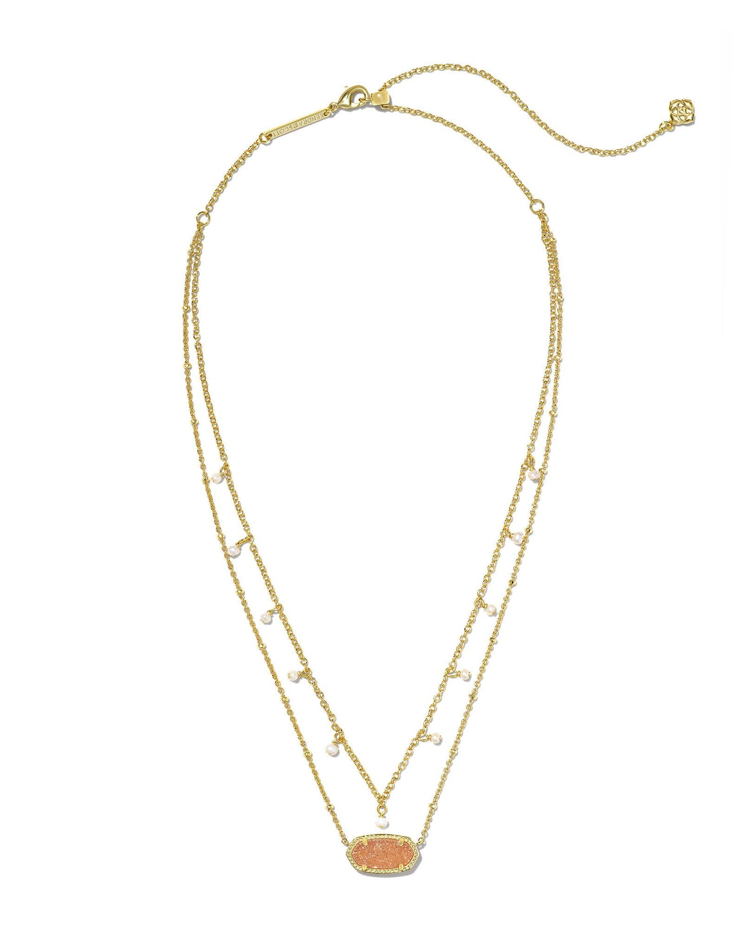 Elisa Gold Pearl Multi Strand Necklace in Sand Drusy