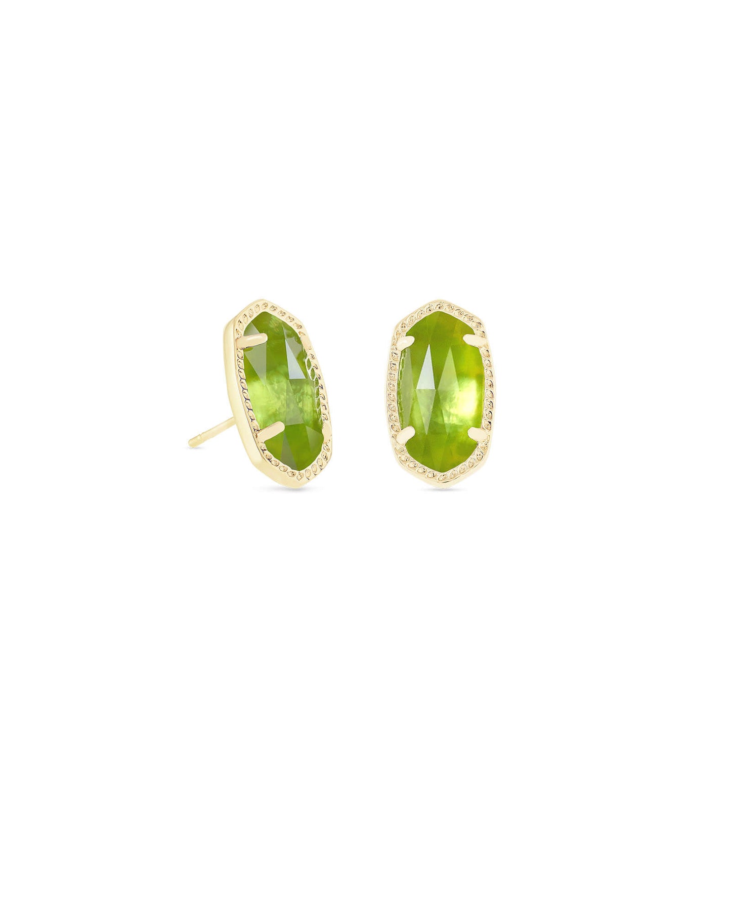 Ellie Gold Stud Earrings in Peridot Illusion