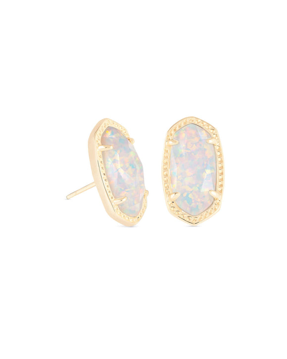 Ellie Stud Earrings in White Kyocera Opal