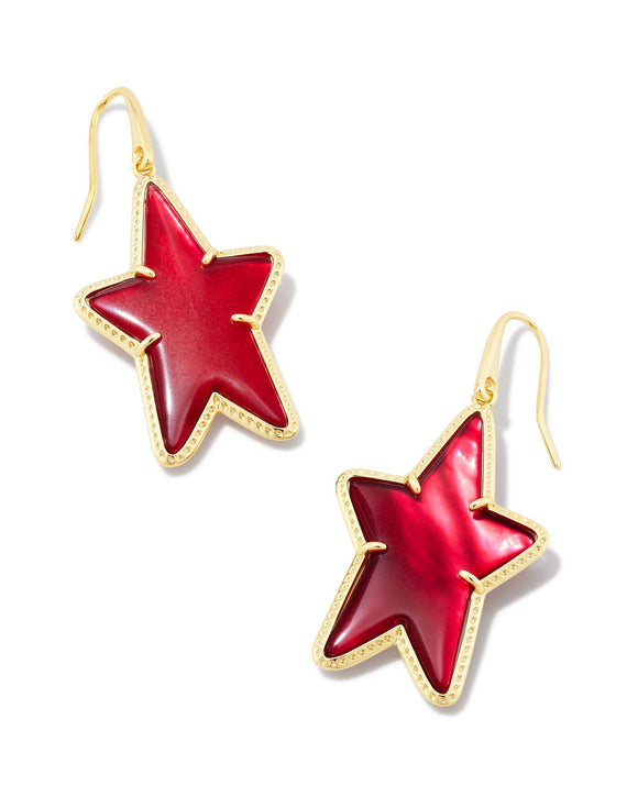 Ada Gold Star Earrings in Cranberry Illusion