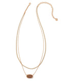 Elisa Rose Gold herringbone Multistrand Necklace in Rose Gold Drusy