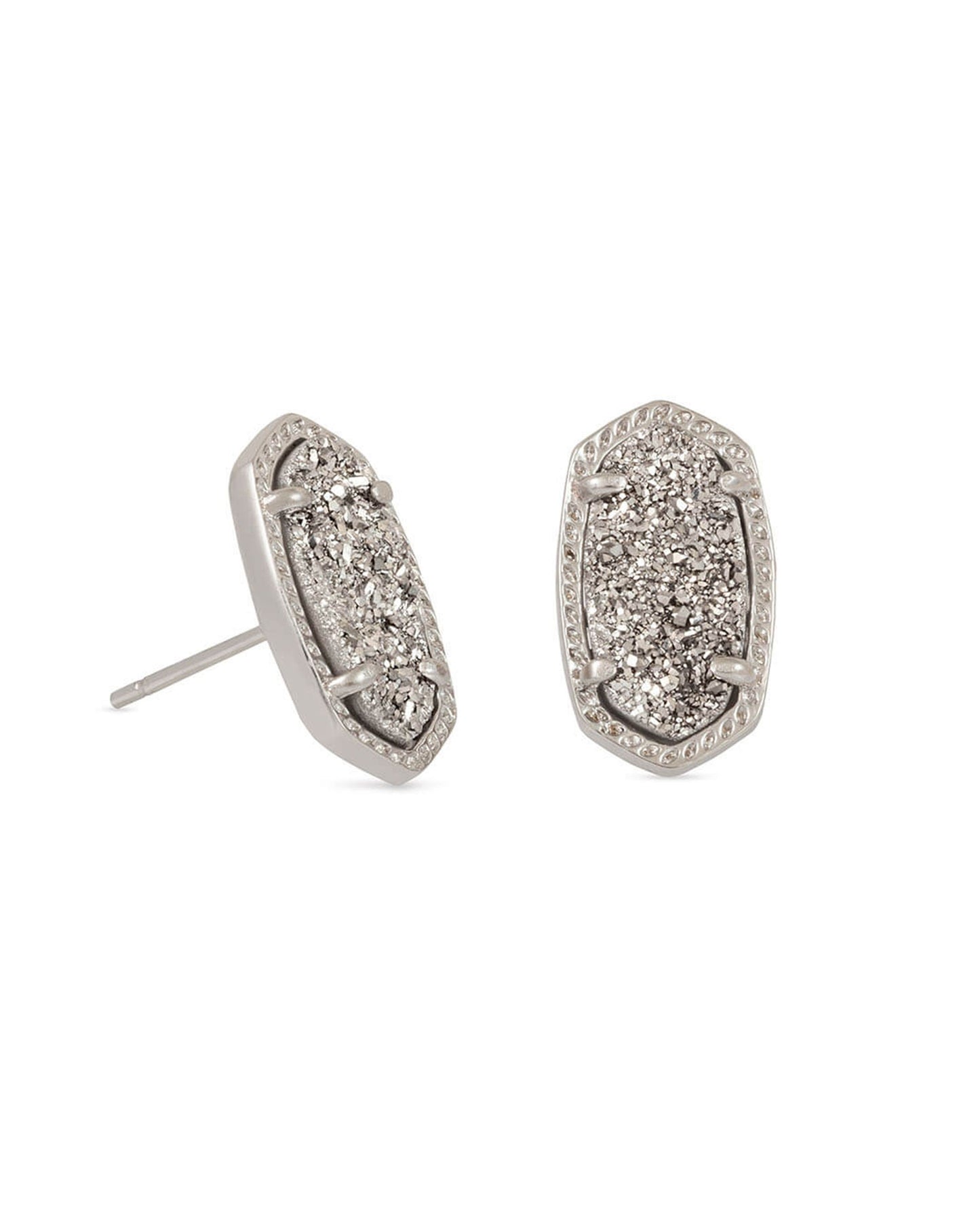 Ellie Silver Stud Earrings in Platinum Drusy