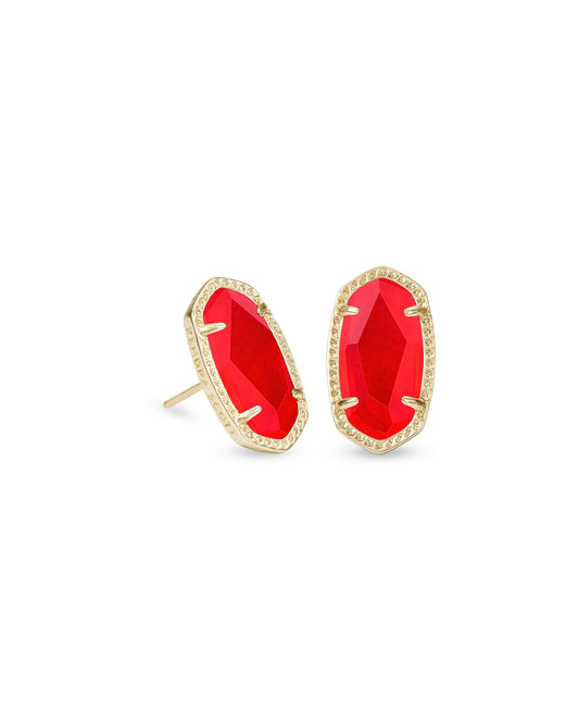 Ellie Gold Stud Earring in Red Illusion
