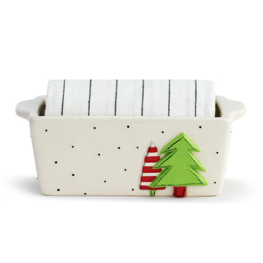 Mini Loaf Pan with Towel Set - Holiday Trees