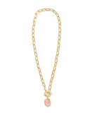 Daphne Gold Link Chain Necklace in Light Pink Iridescent Abalone