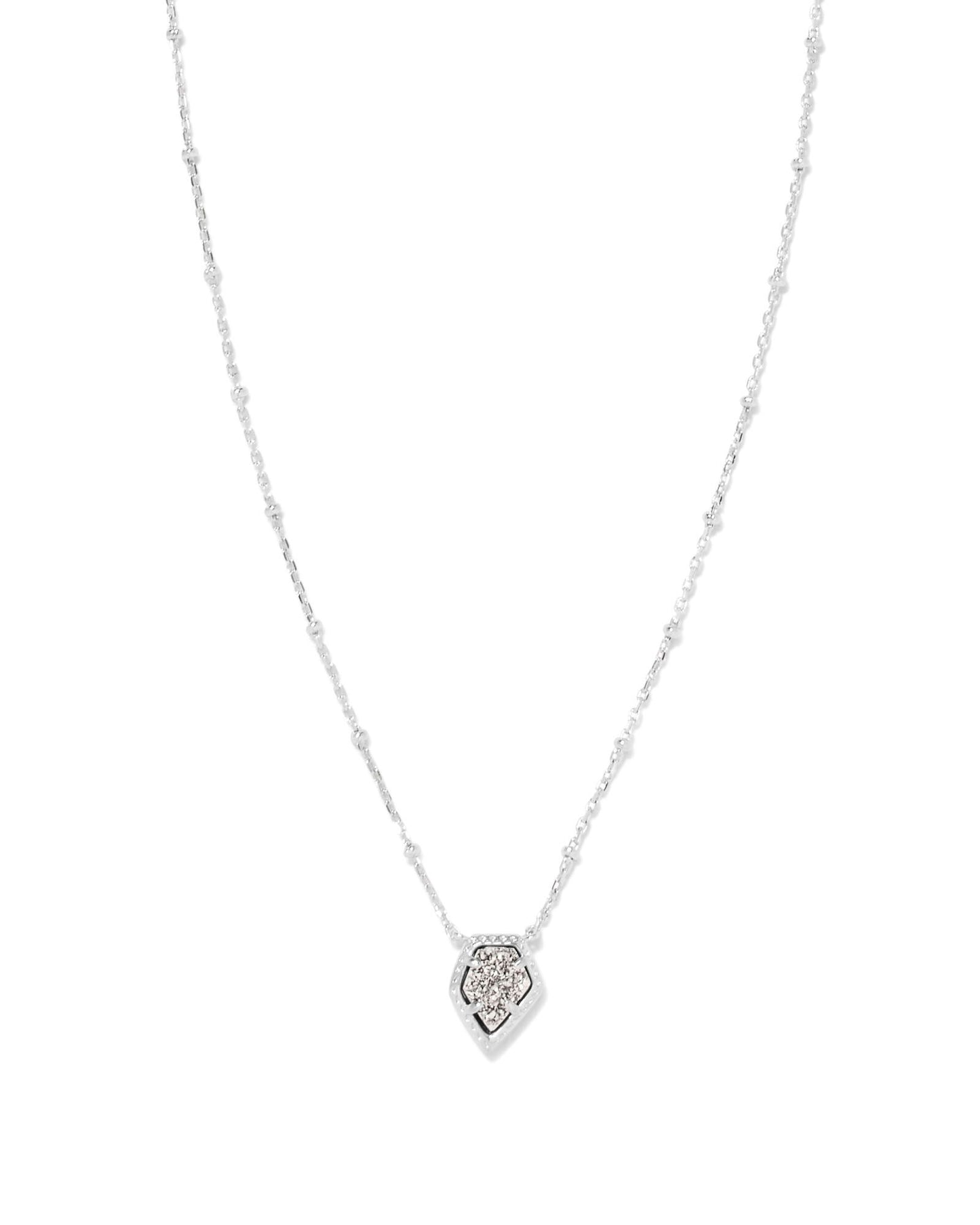 Framed Silver Tess Satellite Short Pendant Necklace in Platinum Drusy